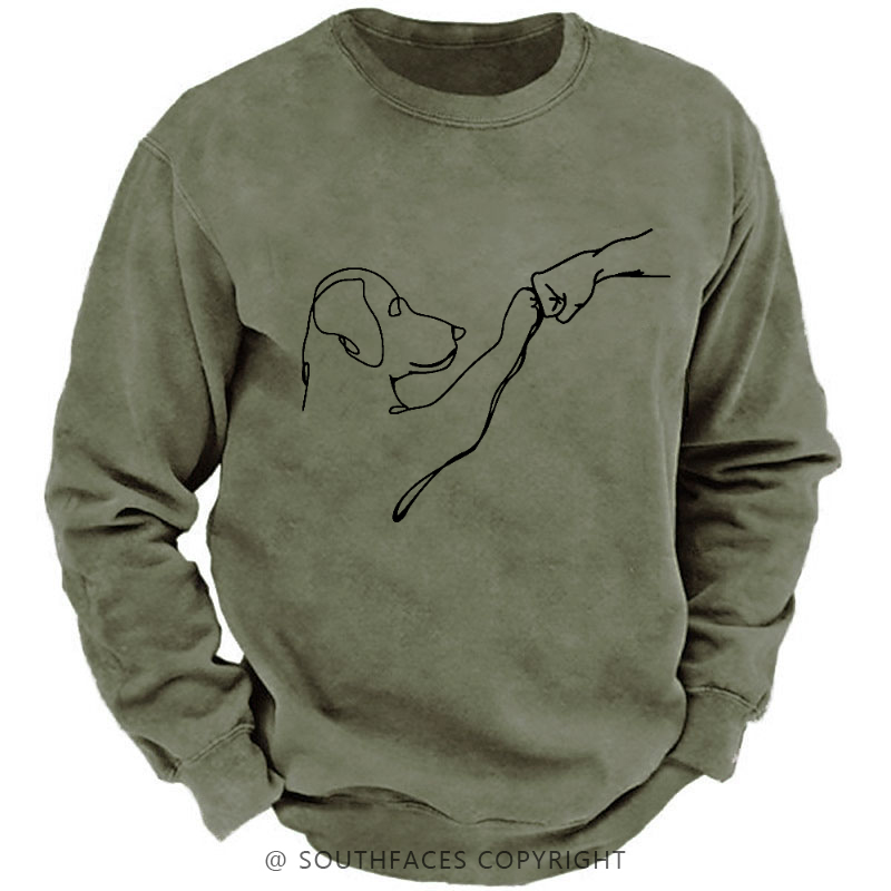 Dog Fist Bump Funny Print Sweatshirt