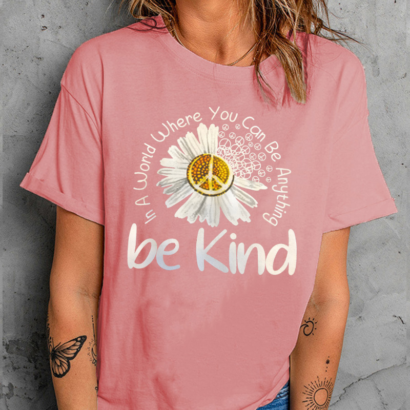 Be Kind Daisy Print Short Sleeve T-shirt