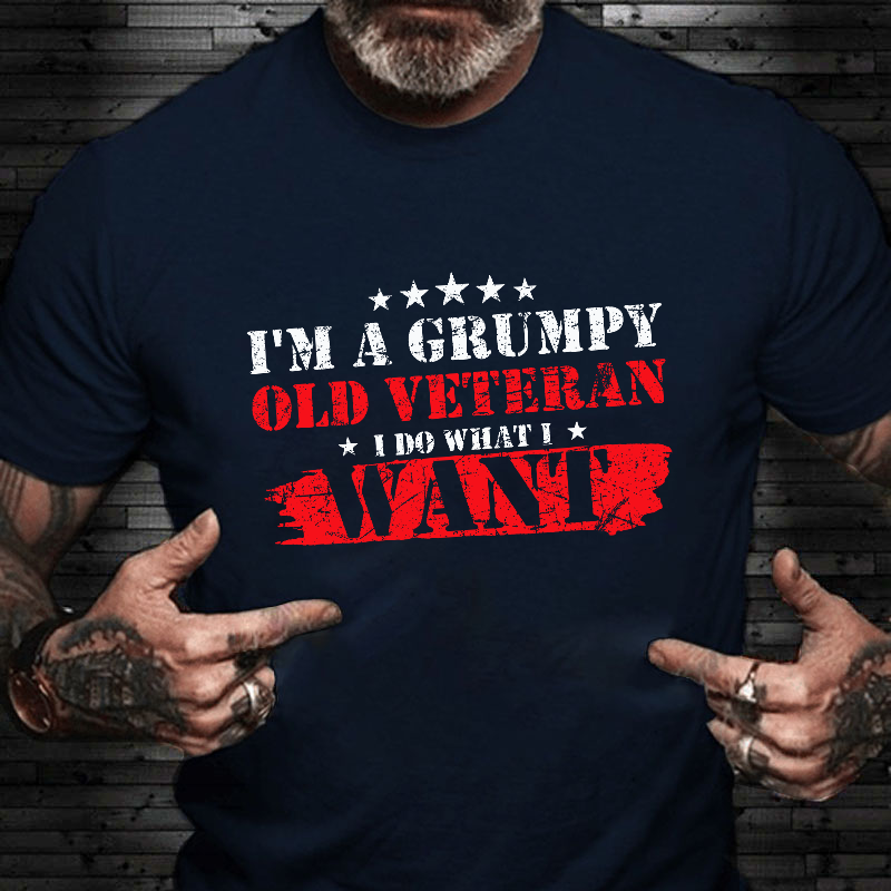I'm A Grumpy Old Veteran I Do What I Want Color Matching Men's T-shirt