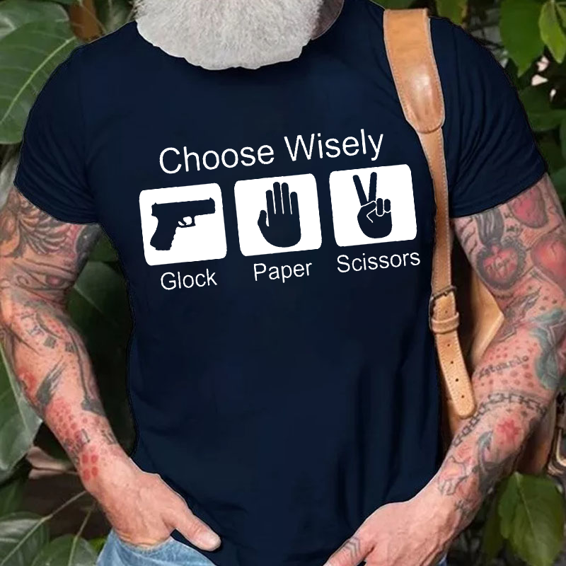 Choose Wisely Glock Paper Scissors T-shirt