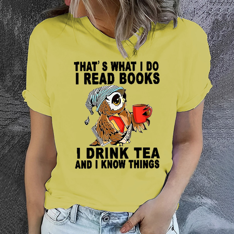 That's What I Do I Read Books Owl Graphic Print T-shirt