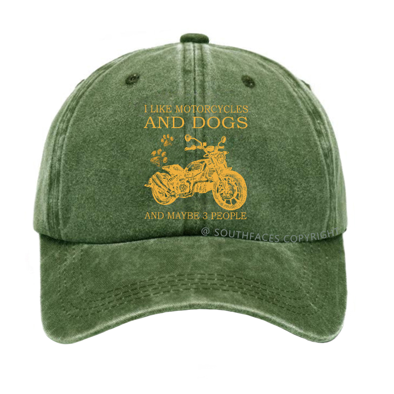 I Like Motorcycles And Dogs And Maybe 3 People Funny Custom Hat