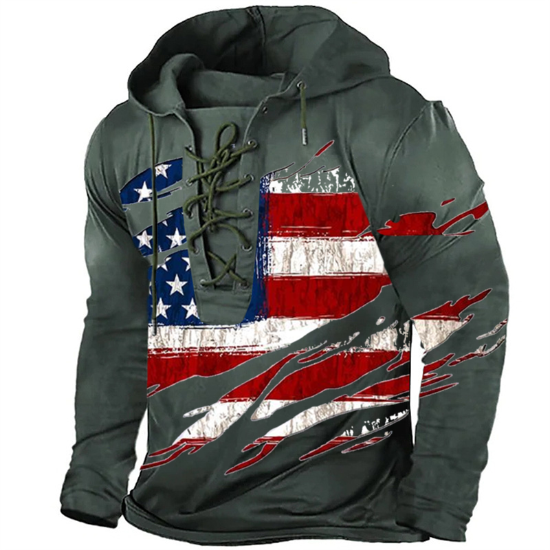 USA Distressed Waving Flag Retro Hoodie