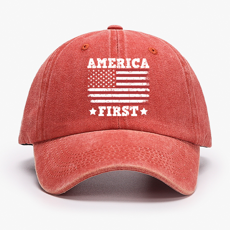 America First With USA Flag Print Hat