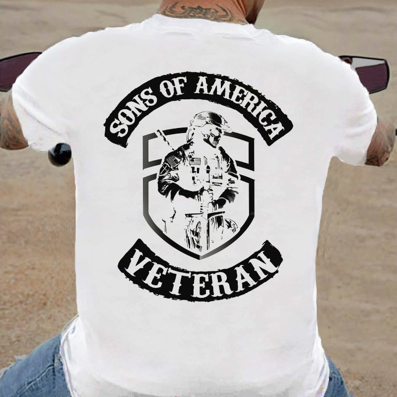 Sons Of America Veteran Skull Print Men's T-shirt