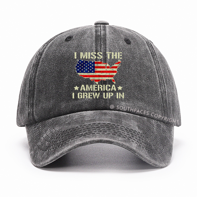 I Miss The America I Grew Up In USA Flag Print Hat