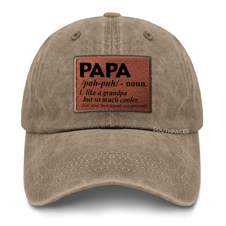 PAPA Like A Grandpa But So Much Cooler Leather Patch Cap