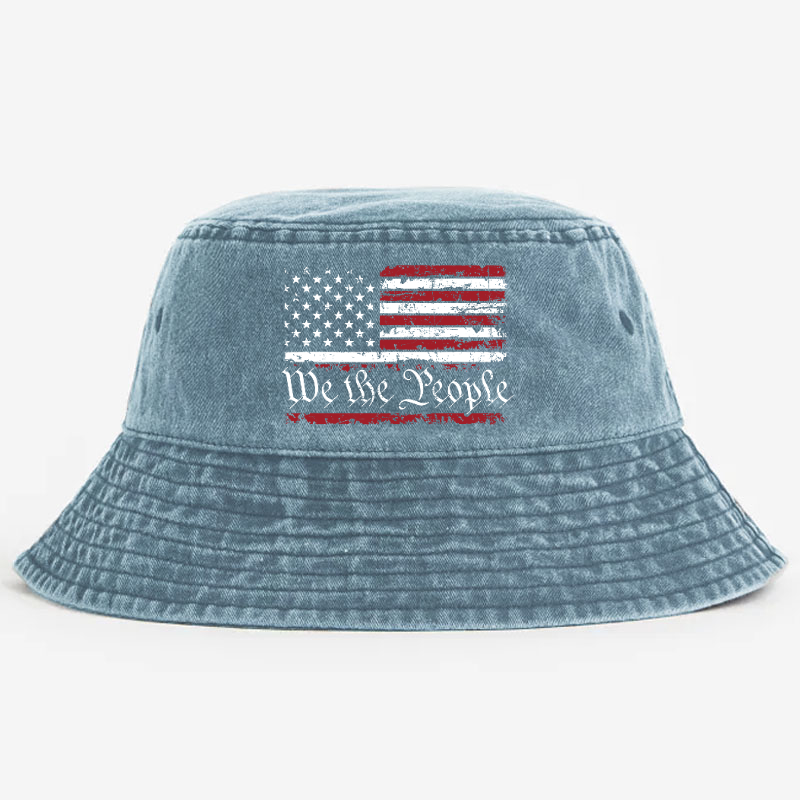We The People With USA Flag Print Bucket Hat