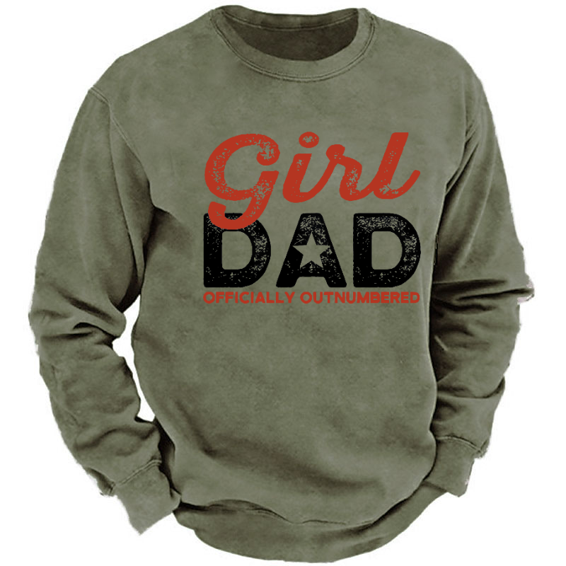 Girl Dad Officially Outnumbered Funny Print Sweatshirt