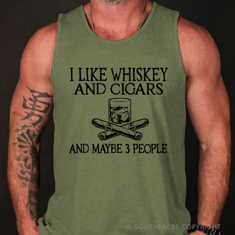 I Like Whiskey And Cigars And Maybe 3 People Men's Tank Top