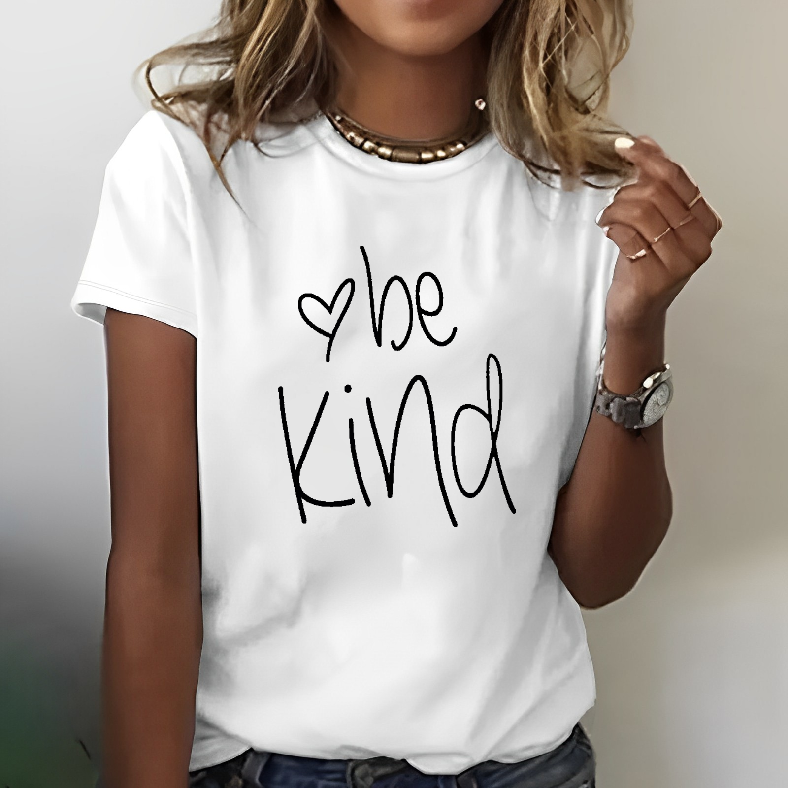 Be Kind Heart Print T-shirt