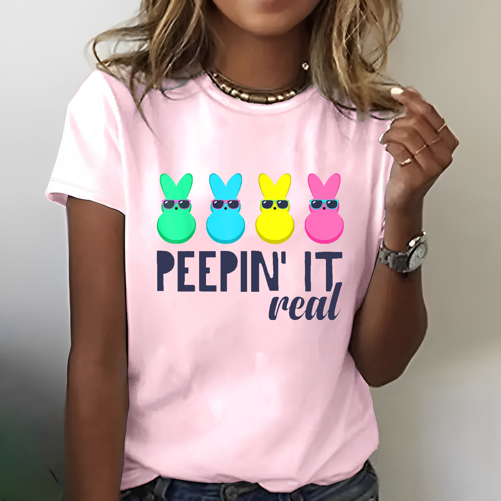 Peepin It Real Happy Easter Bunny T-shirt