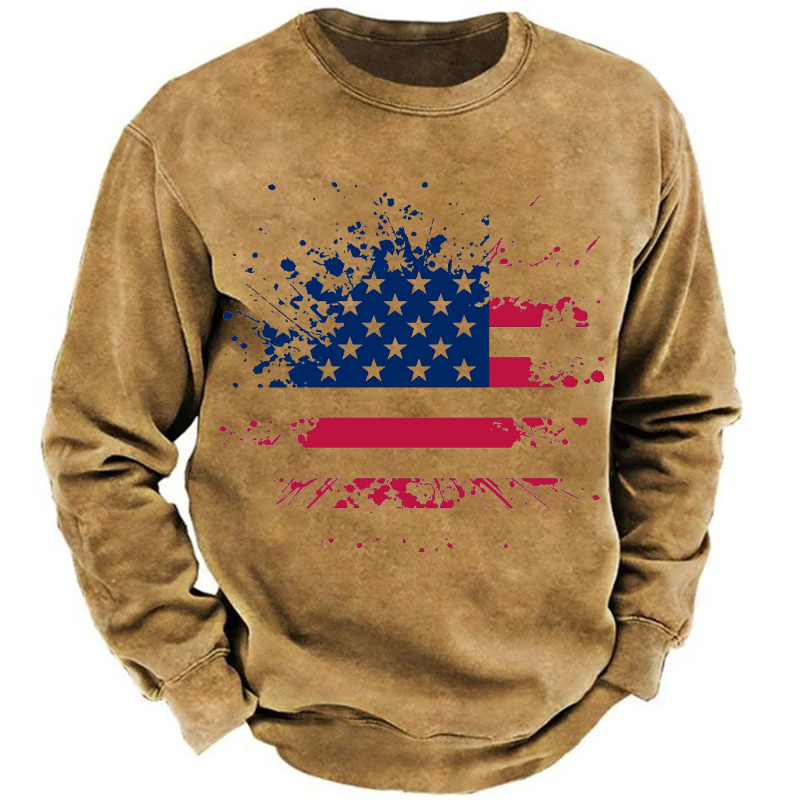 American Colorful Shabby Flag Print Sweatshirt