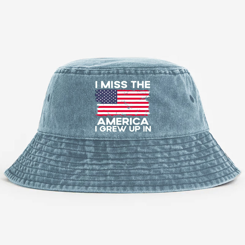 I Miss The America I Grew Up In USA Flag Print Bucket Hat