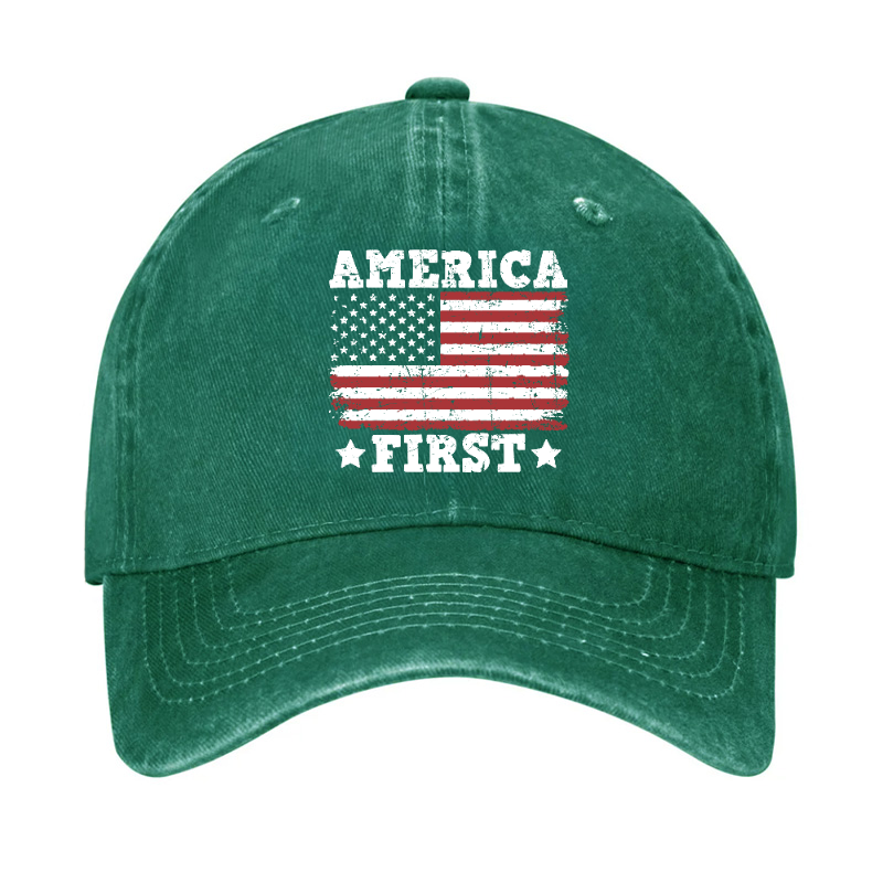 America First With USA Flag Print Hat