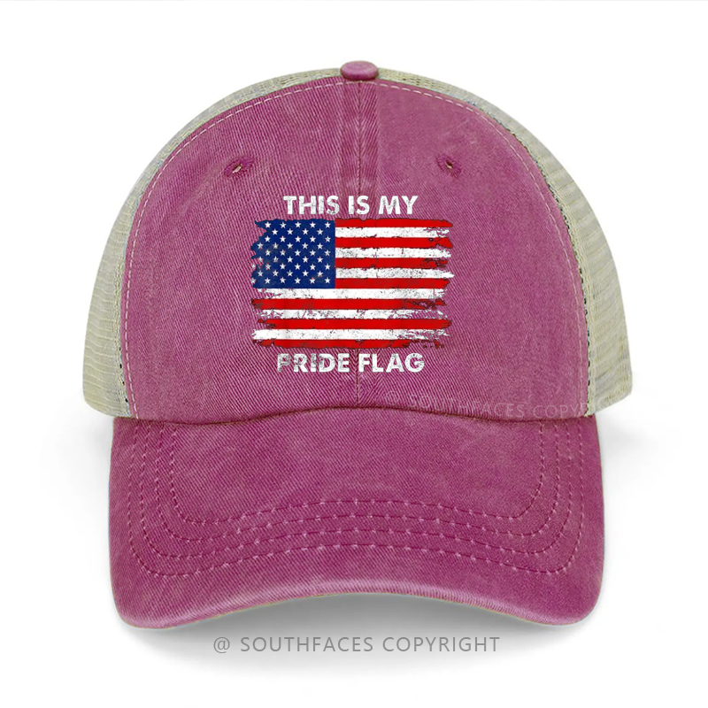 USA Flag This Is My Pride Flag Print Gift Trucker Cap