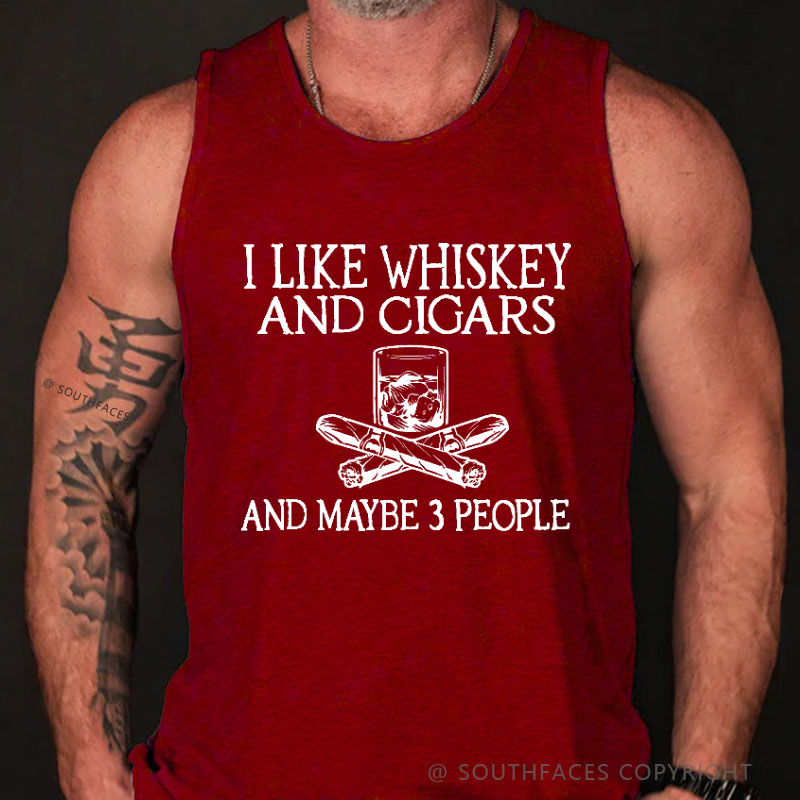 I Like Whiskey And Cigars And Maybe 3 People Men's Tank Top