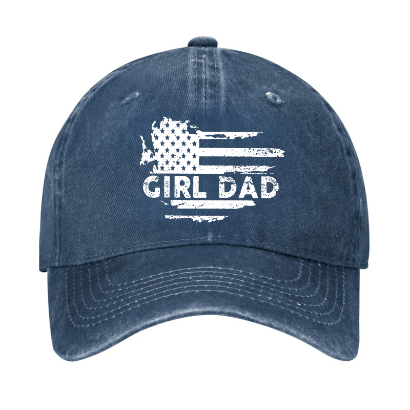 Girl Dad With Flag Print Funny Father Gift Hat