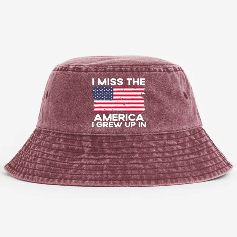 I Miss The America I Grew Up In USA Flag Print Bucket Hat