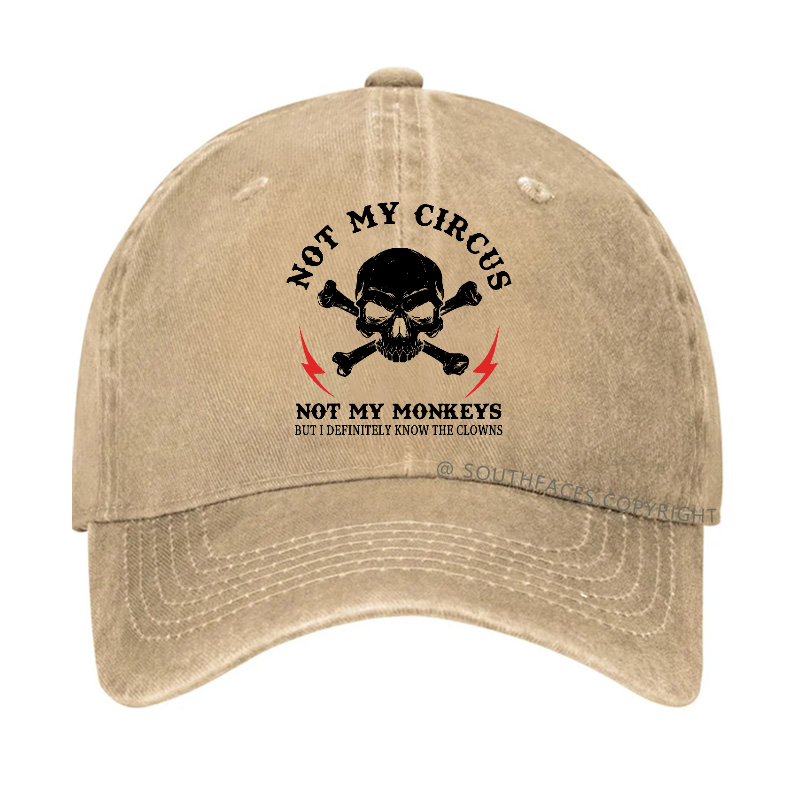 Personalized "Not My Circus Not My Monkeys Print" Custom Washed Hat