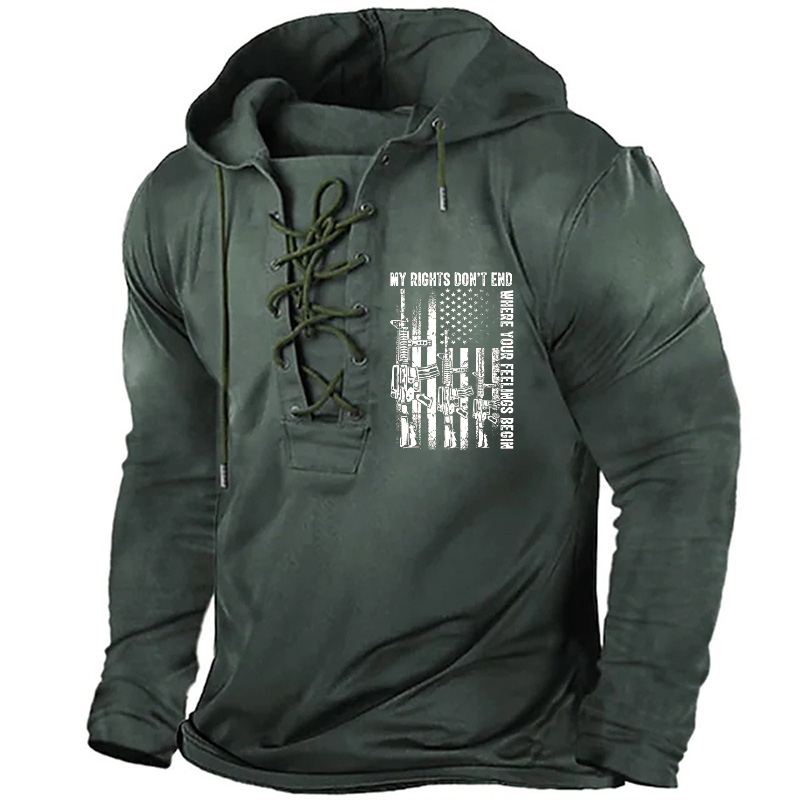 My Rights Don't End Where Your Feelings Begin Usa Flag Gun Retro Hoodie