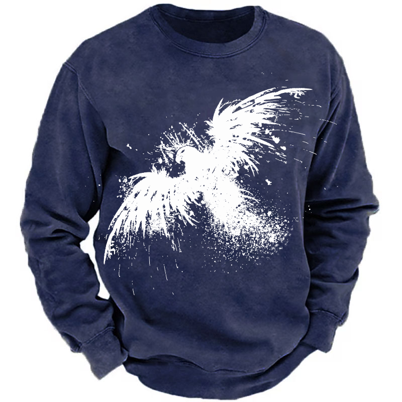 Men's Retro Ink Eagle Design Sweatshirt