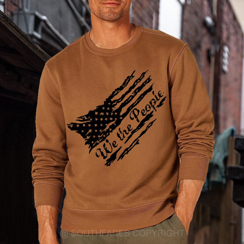 USA Distressed Flag We The People Sweatshirt