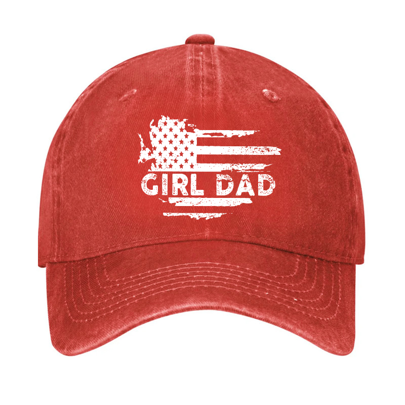Girl Dad With Flag Print Funny Father Gift Hat
