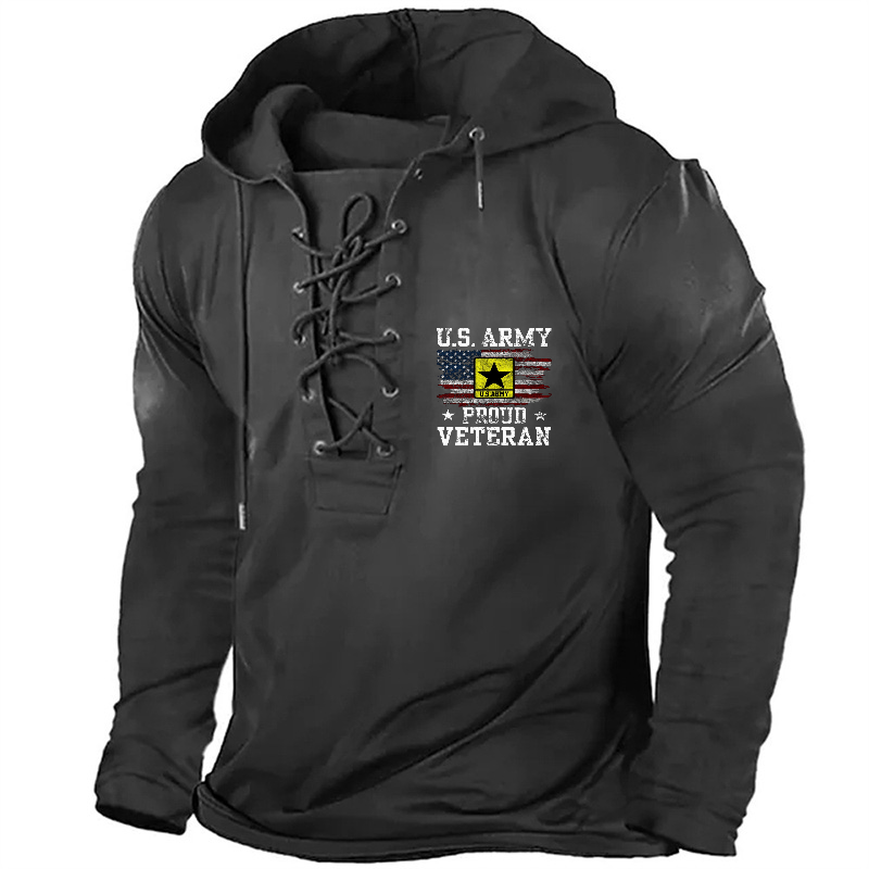 US Flag Army Proud Veteran Retro Hoodie