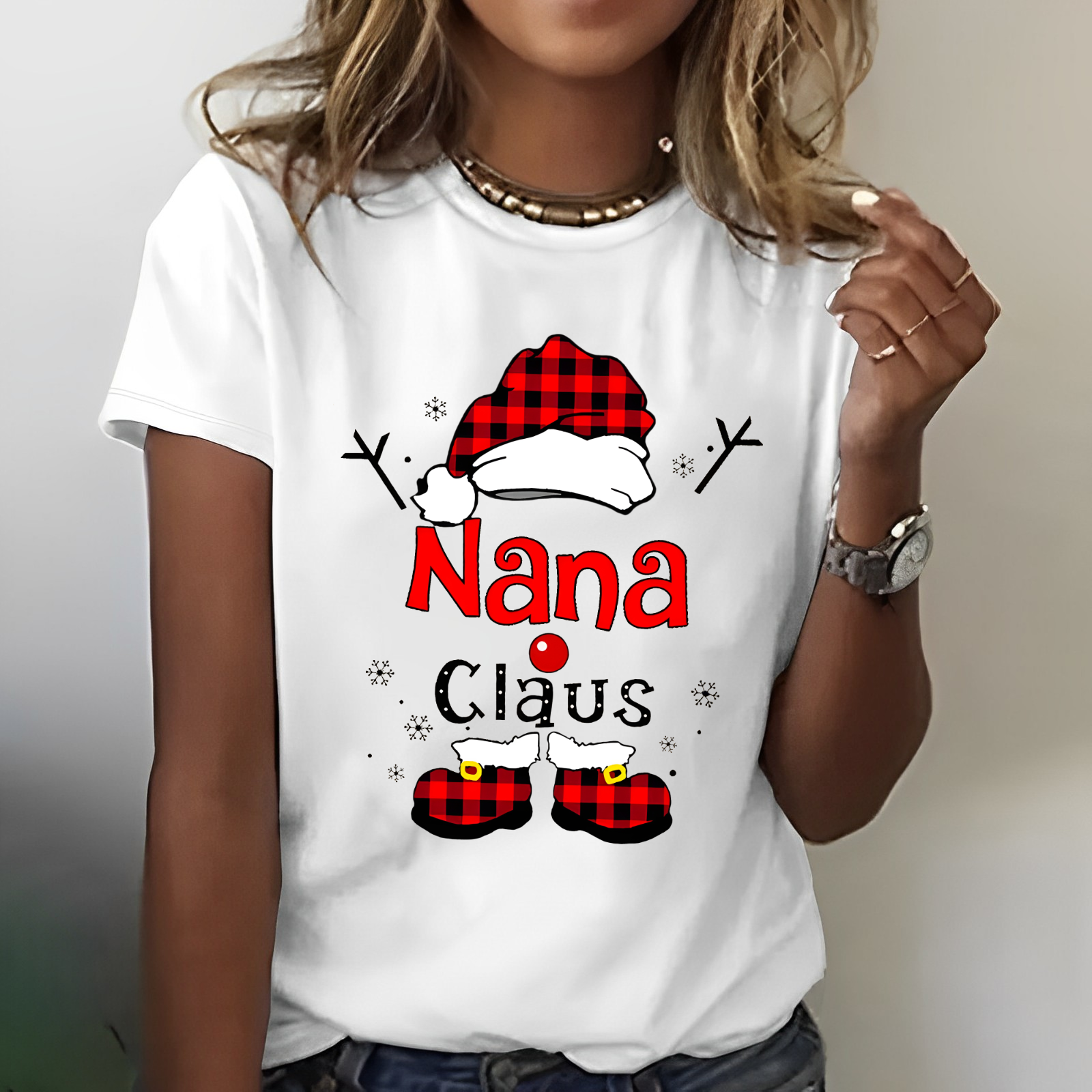 Christmas Grandma Claus Snowflake T-shirt