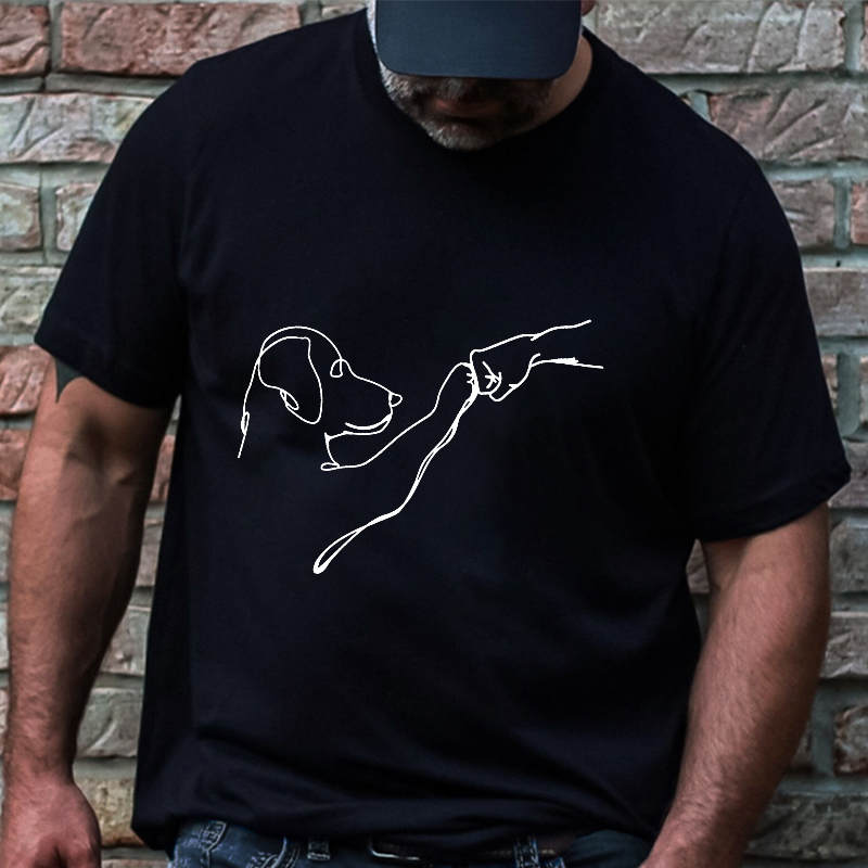 Dog Fist Bump Funny Print Men's T-shirt
