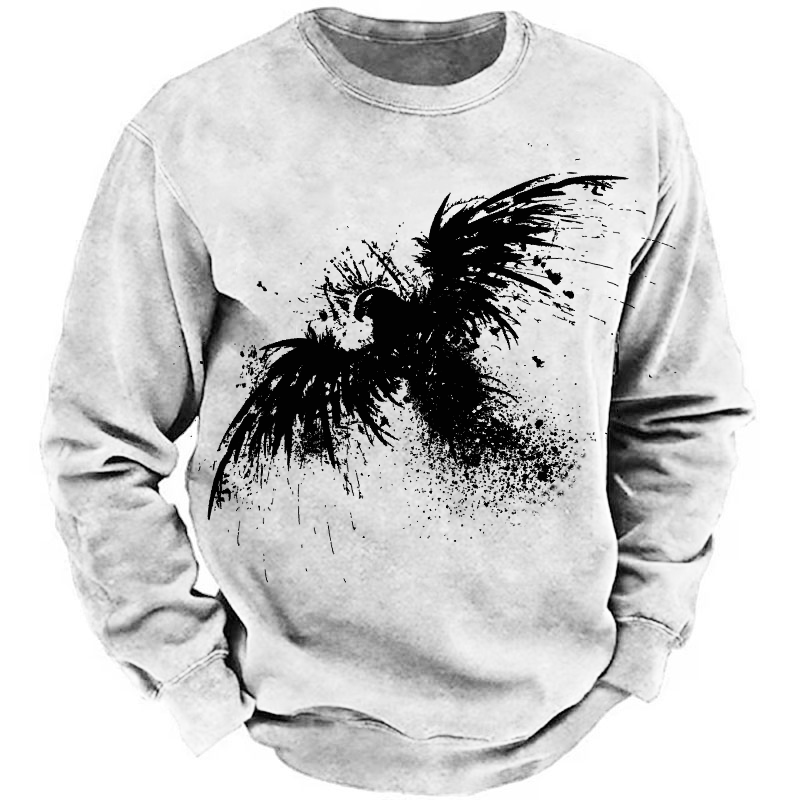 Men's Retro Ink Eagle Design Sweatshirt