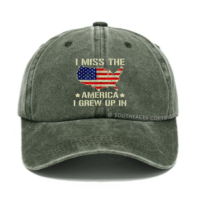 I Miss The America I Grew Up In USA Flag Print Hat