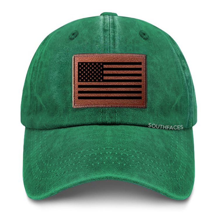 America Flag Leather Patch Cap