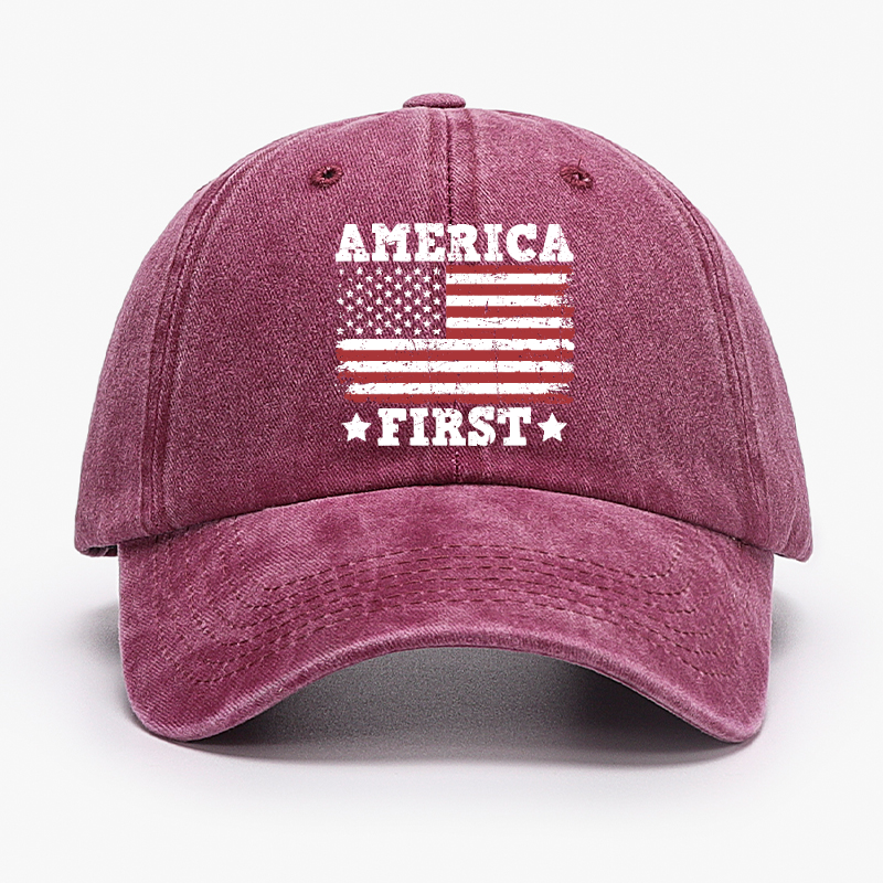 America First With USA Flag Print Hat