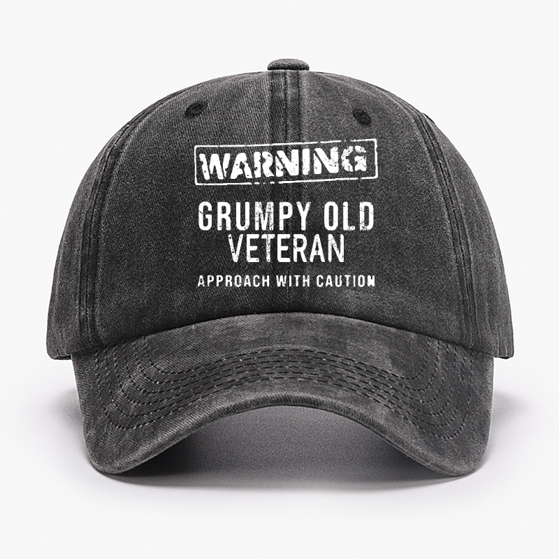 Warning Grumpy Old Veteran Approach With Caution Hat