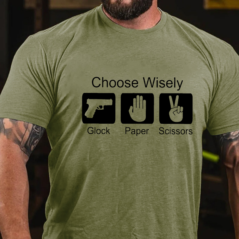 Choose Wisely Glock Paper Scissors T-shirt