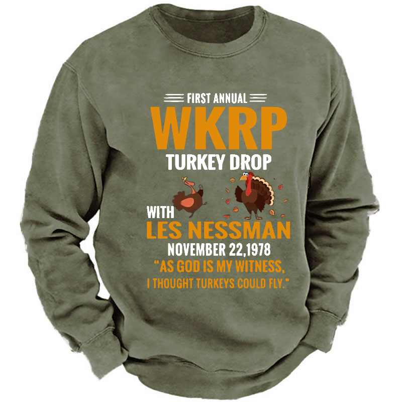 First Annual WKRP Turkey Drop With Les Nessman November 22 1978 Sweatshirt