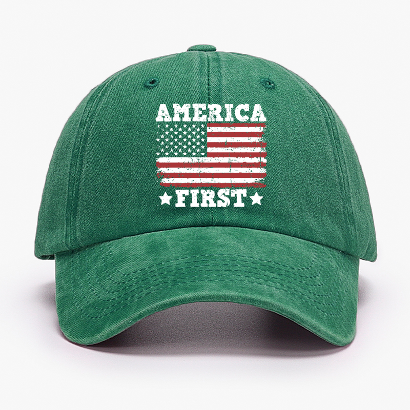 America First With USA Flag Print Hat
