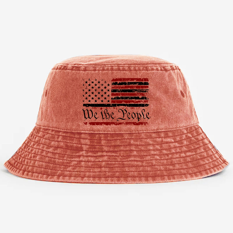 We The People With USA Flag Print Bucket Hat