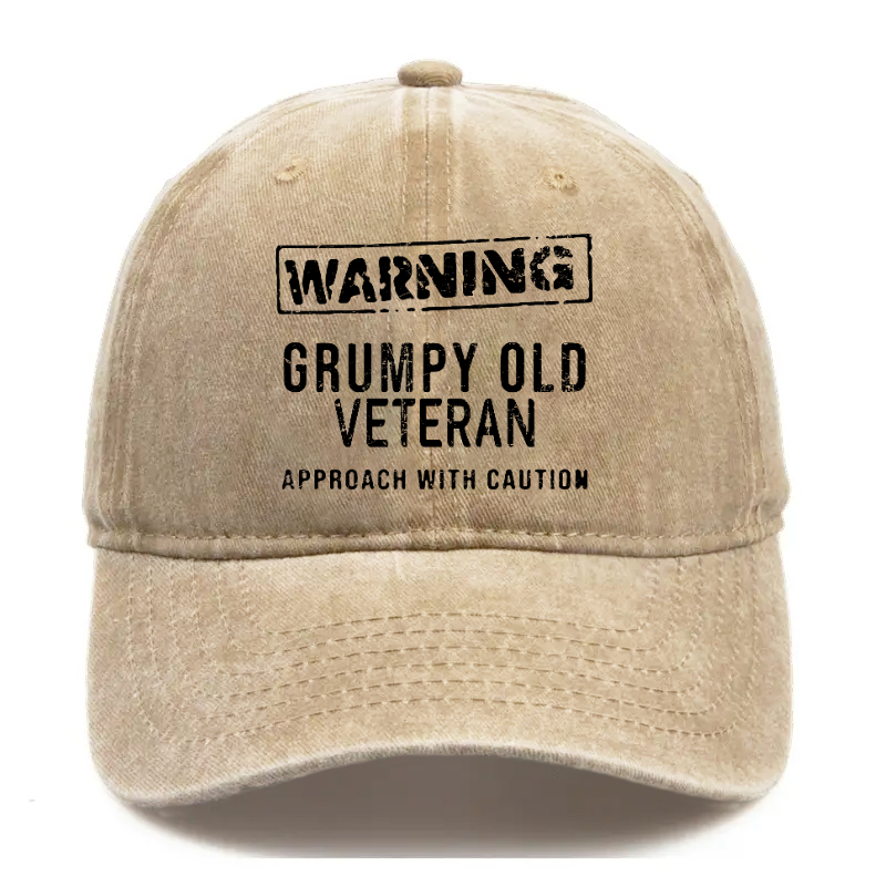 Warning Grumpy Old Veteran Approach With Caution Hat