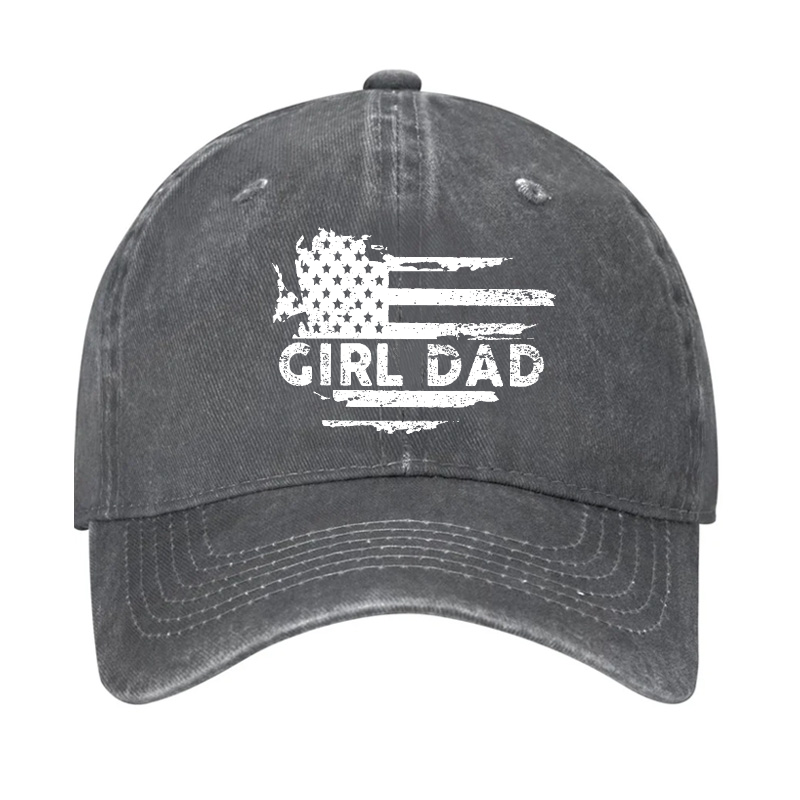 Girl Dad With Flag Print Funny Father Gift Hat