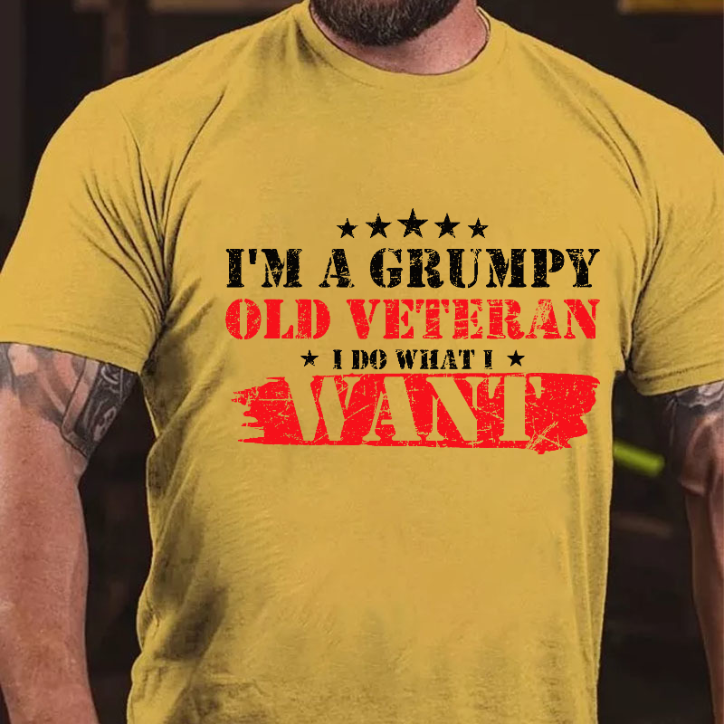 I'm A Grumpy Old Veteran I Do What I Want Color Matching Men's T-shirt