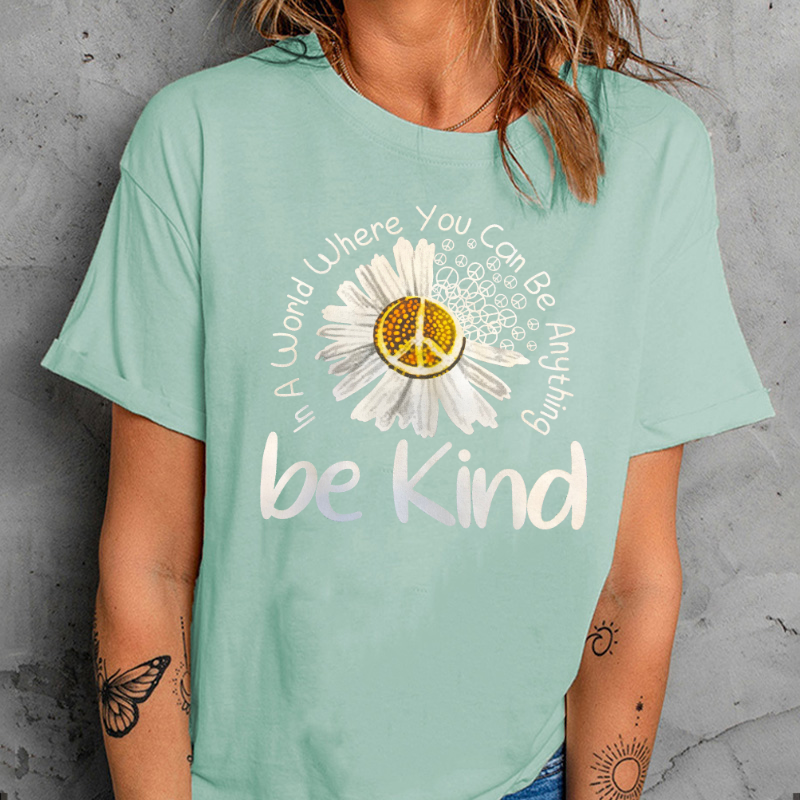 Be Kind Daisy Print Short Sleeve T-shirt