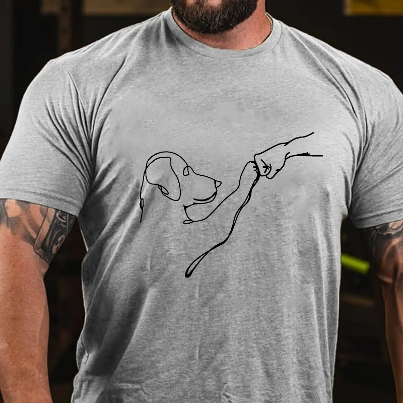 Dog Fist Bump Funny Print Men's T-shirt