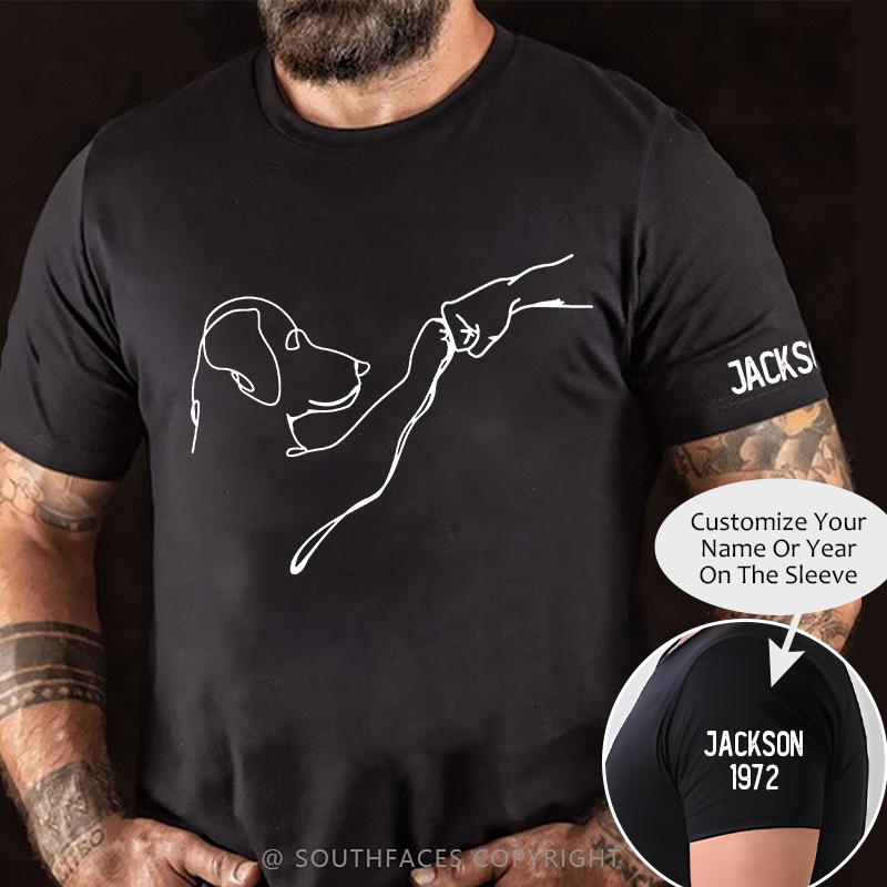 Dog Fist Bump Funny Print Men's T-shirt