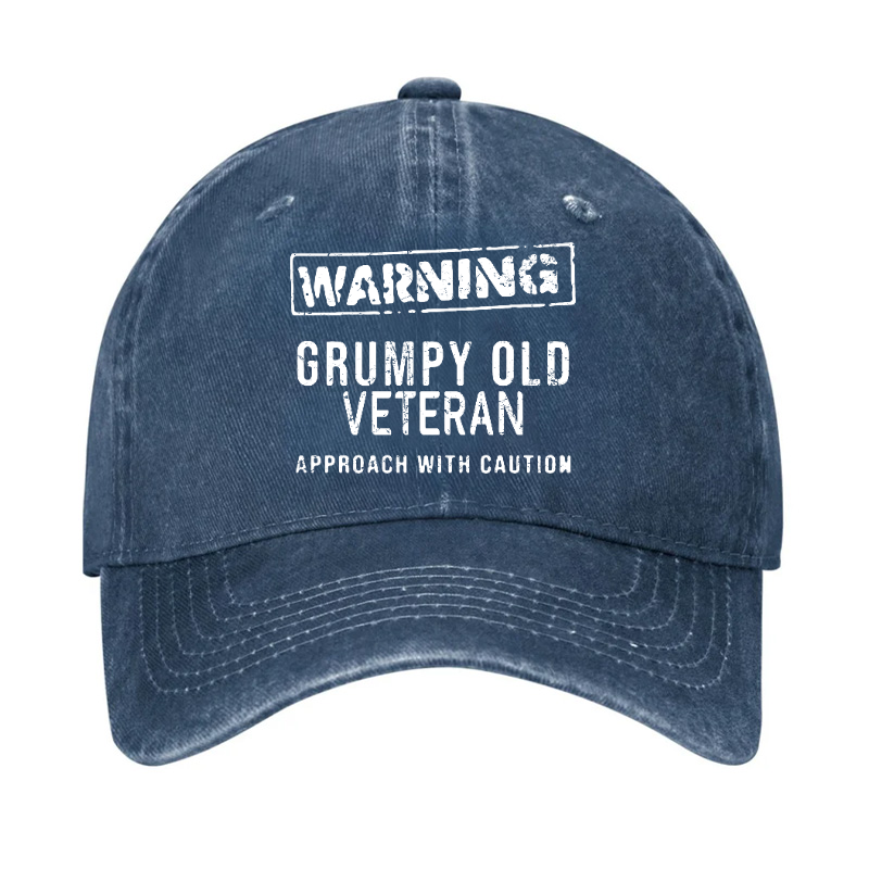 Warning Grumpy Old Veteran Approach With Caution Hat