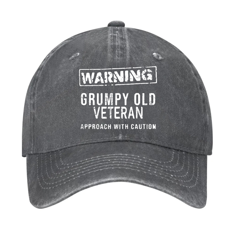 Warning Grumpy Old Veteran Approach With Caution Hat