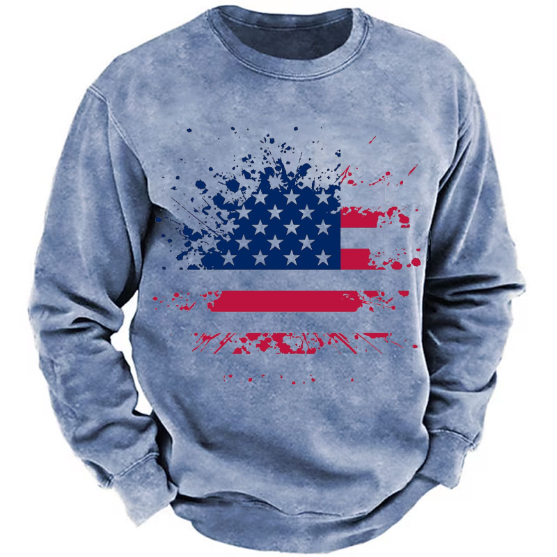 American Colorful Shabby Flag Print Sweatshirt