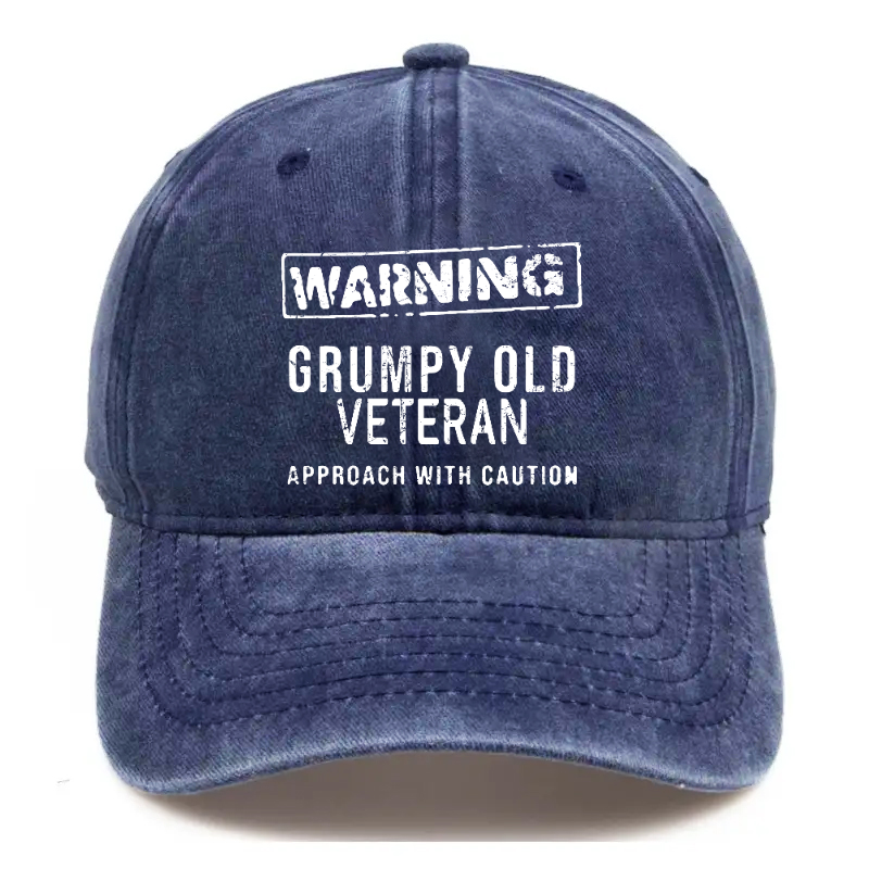 Warning Grumpy Old Veteran Approach With Caution Hat
